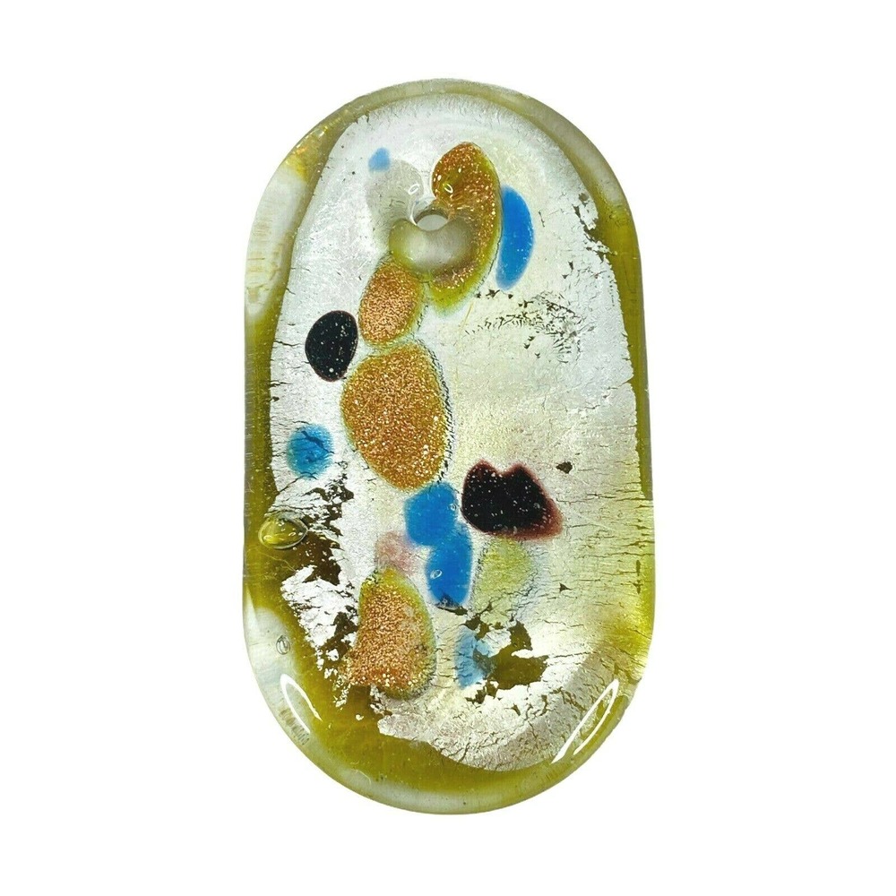 Art Glass Stained Bubble Gray Copper Round Pendant
